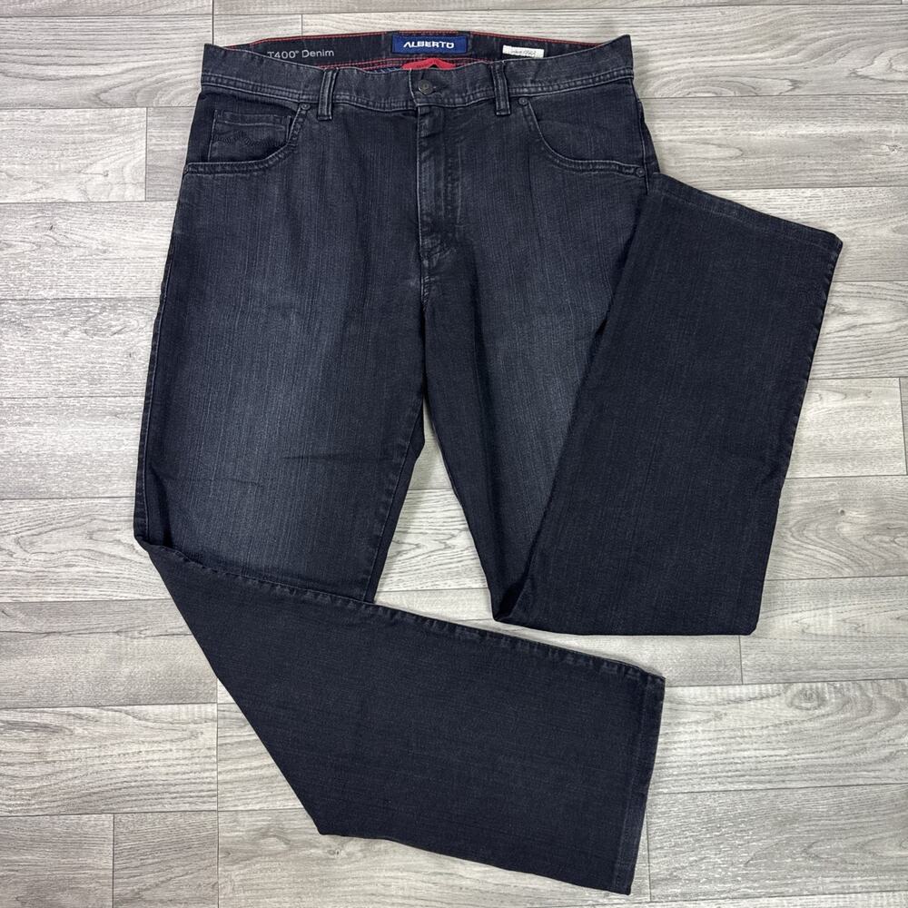 Alberto Modern Fit T400 Denim Jeans Stone Black Wash sz 34 x 31